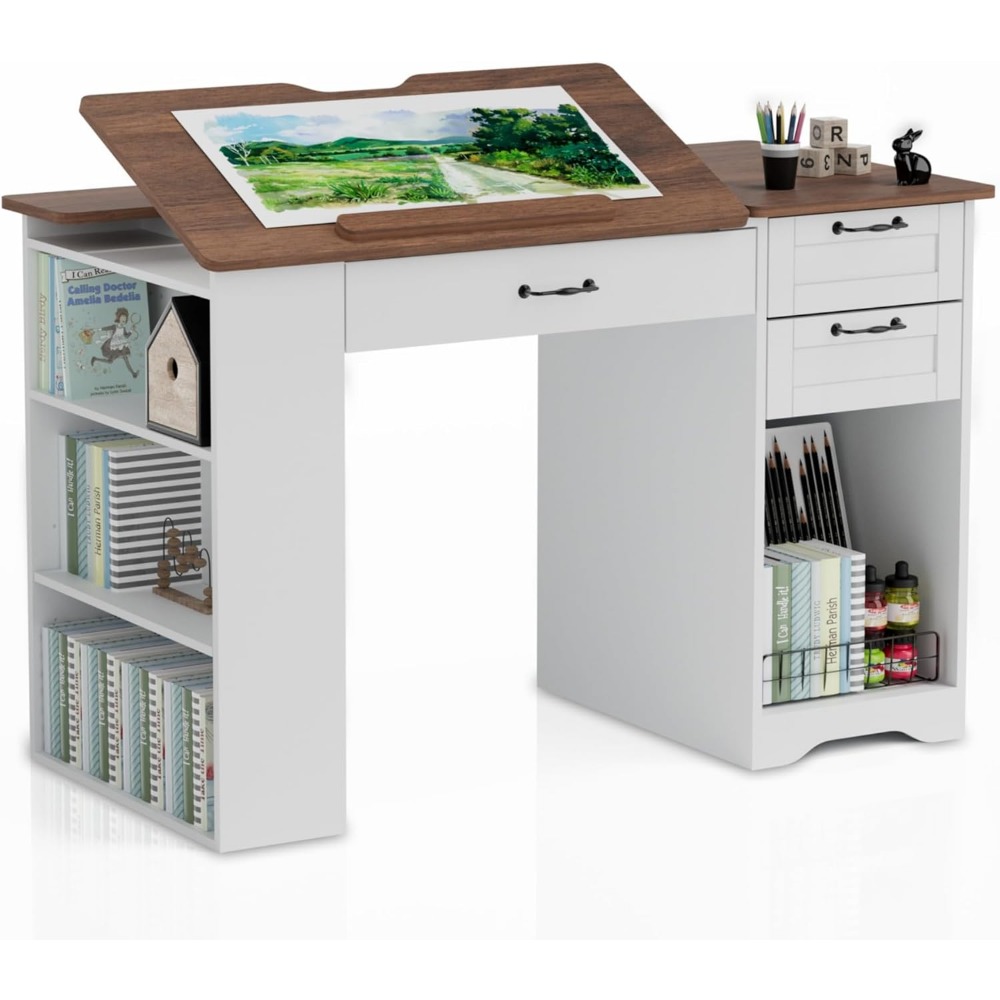 Art & Craft Kids Toys - Adjustable Art Table with Storage, Drawers,