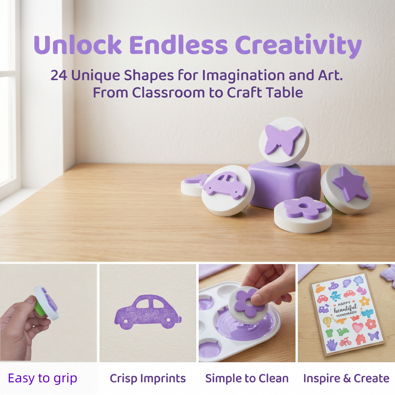 Art Craft Animals - 24Pcs EVA Foam Stamp Set, Non-Stick