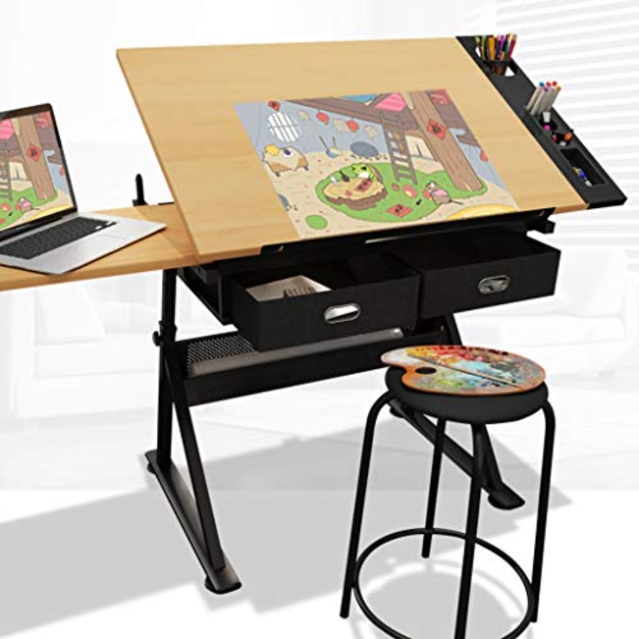 Art & Craft Kids Toys - Drafting Table with Storage Height Adjustable