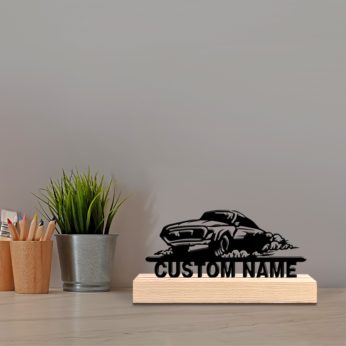 Art Craft Wood - 1pc Modern Car Customizable Name Art