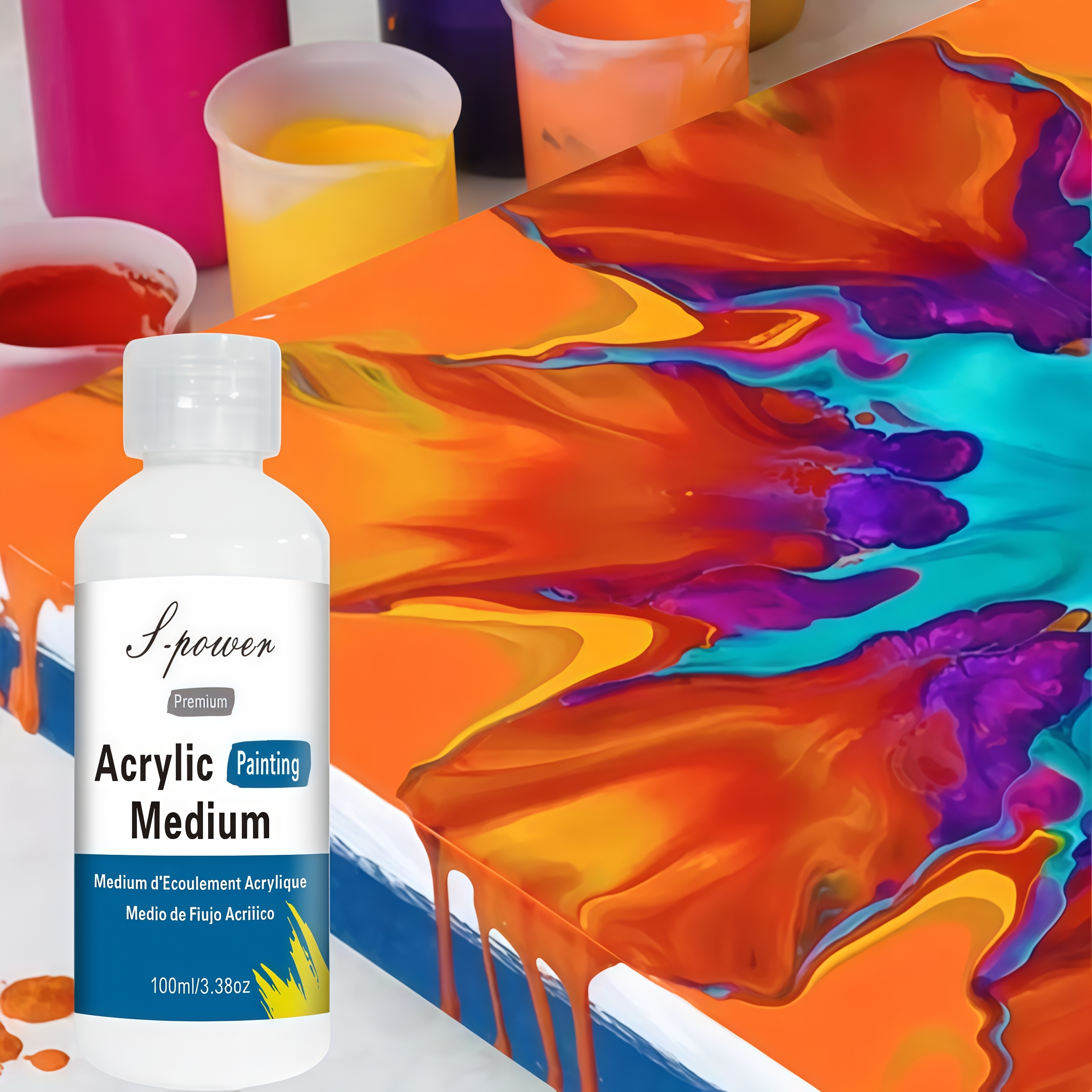 Acrylic Pour Paint - Acrylic Painting Medium Ideal for Art