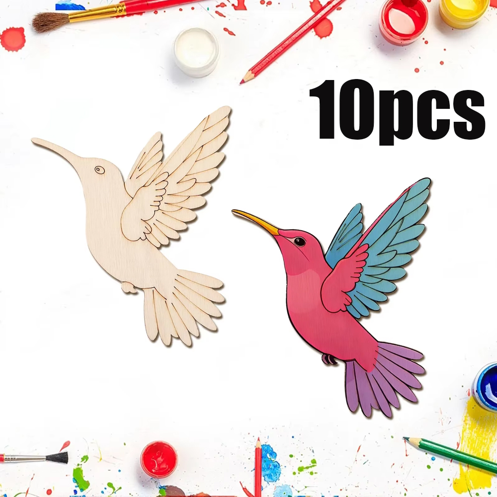 Art & Craft Kids Toys - 10pcs Unfinished Wood Animal Bird Cutouts,Wooden