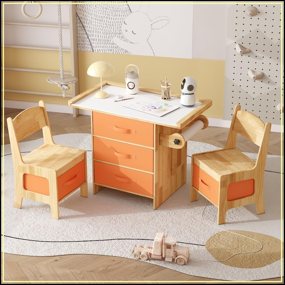 Art And Craft For Nursery - Solid Wood Kids Table and Chair