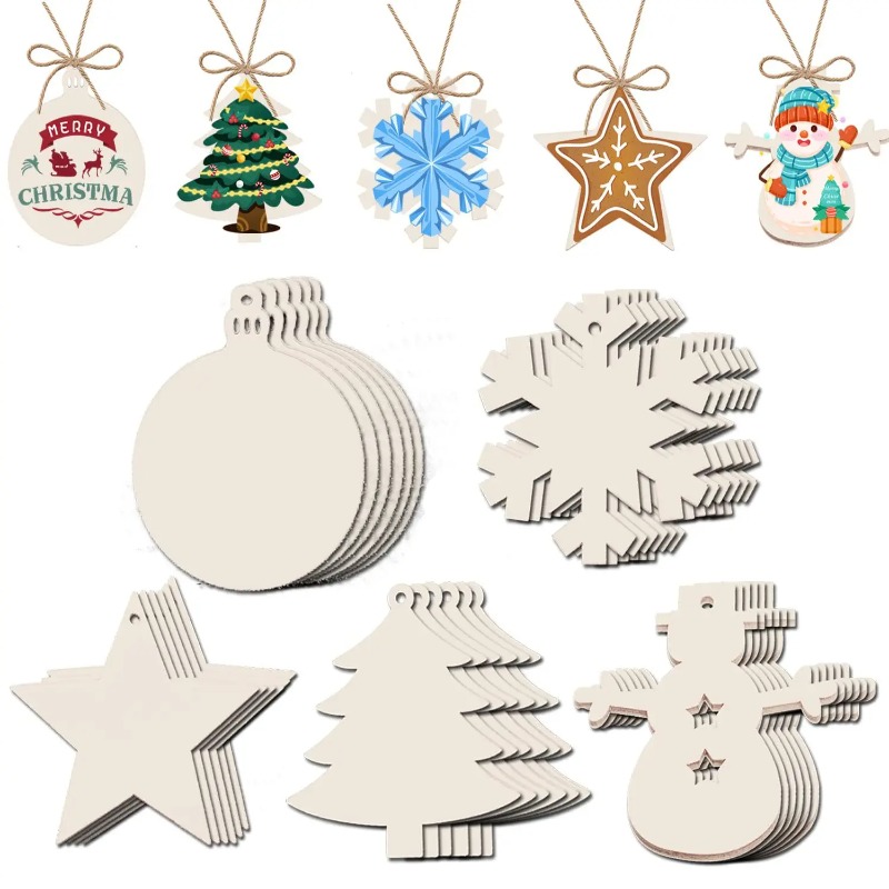 Art And Craft For Xmas - 10pcs DIY Wooden Christmas Balls Drop