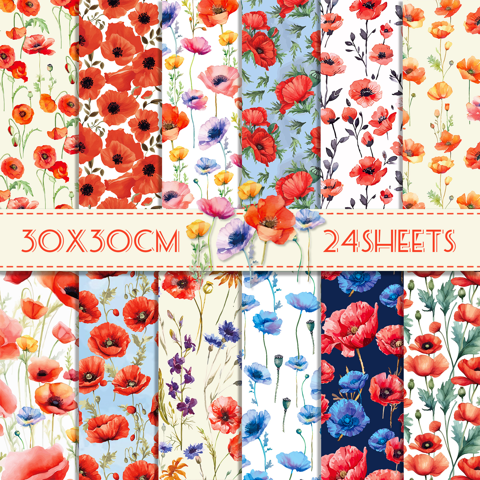 24pcs 30*30cm Poppy Red Flower - đánh giá và giá Art Craft With Paper