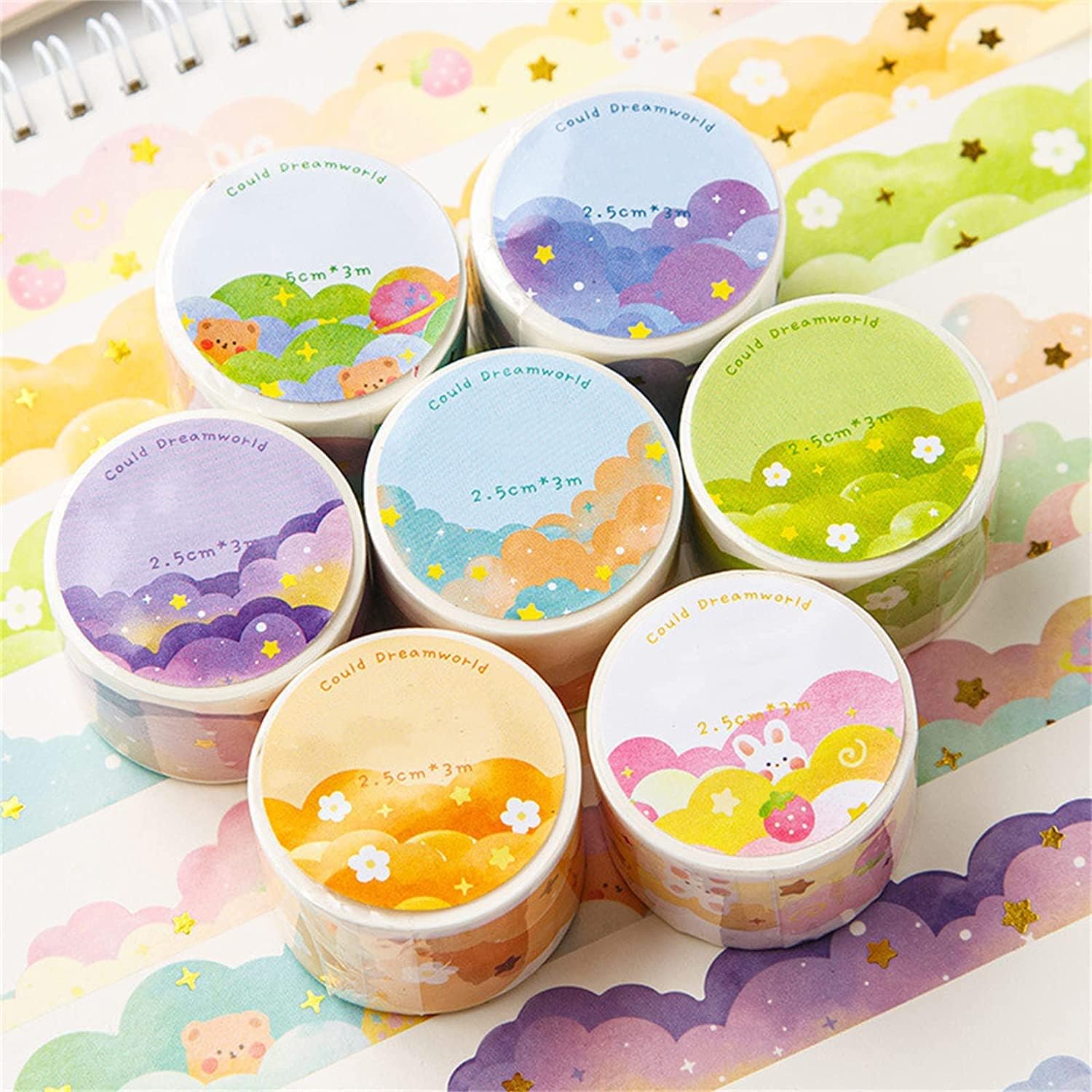 8 Rolls Color Cloud Washi Tape - đánh giá và giá Washi Tape Rolls