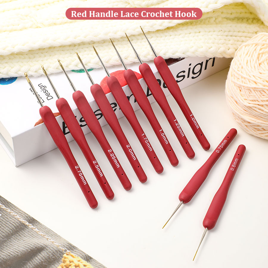 10pcs Red Crochet Set Kit Sili - đánh giá và giá Crochet Hook Set