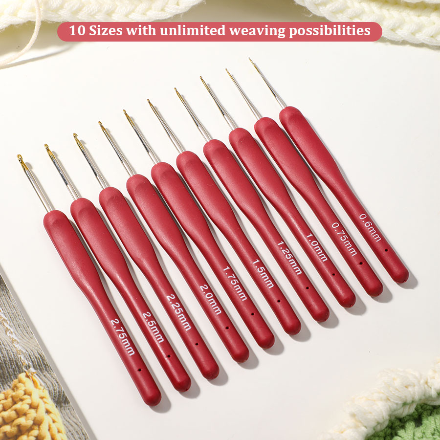 10pcs Red Crochet Set Kit Sili - đánh giá và giá Crochet Hook Set