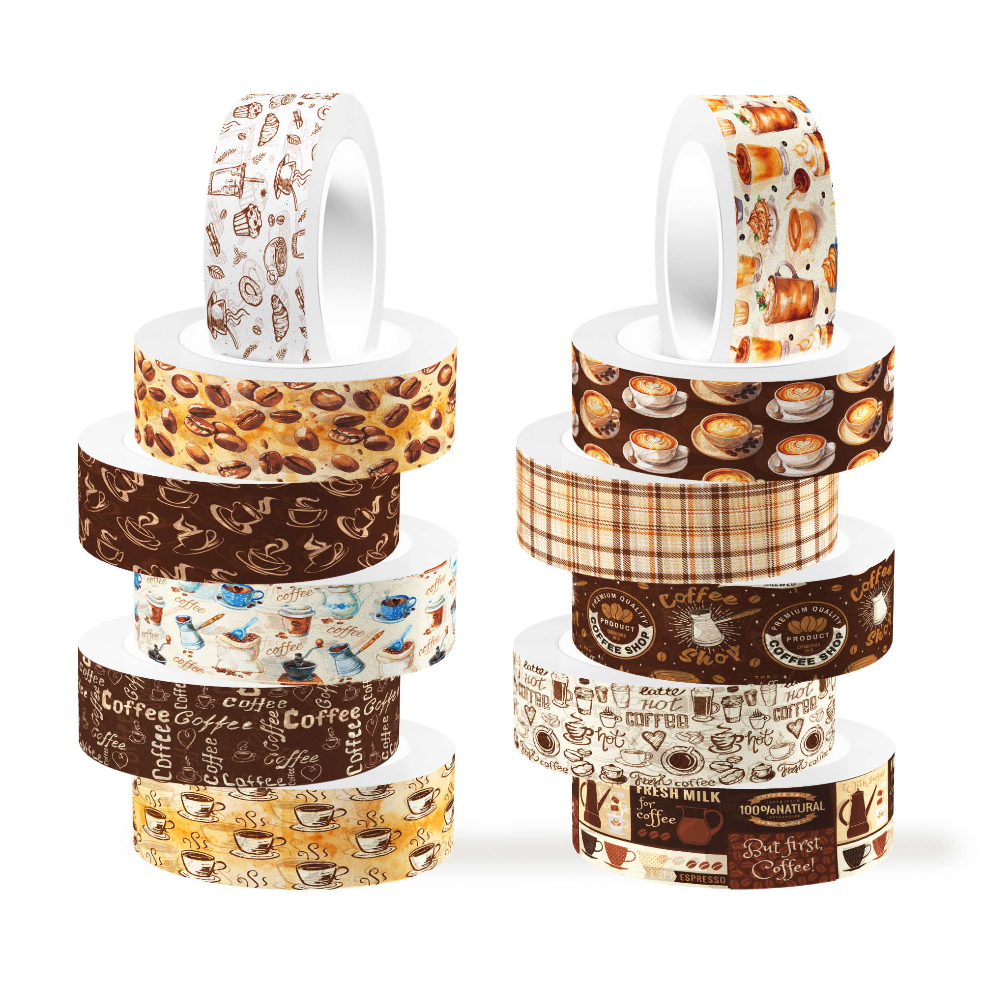 Vintage Coffee Pattern Washi T - đánh giá và giá Washi Tape Rolls