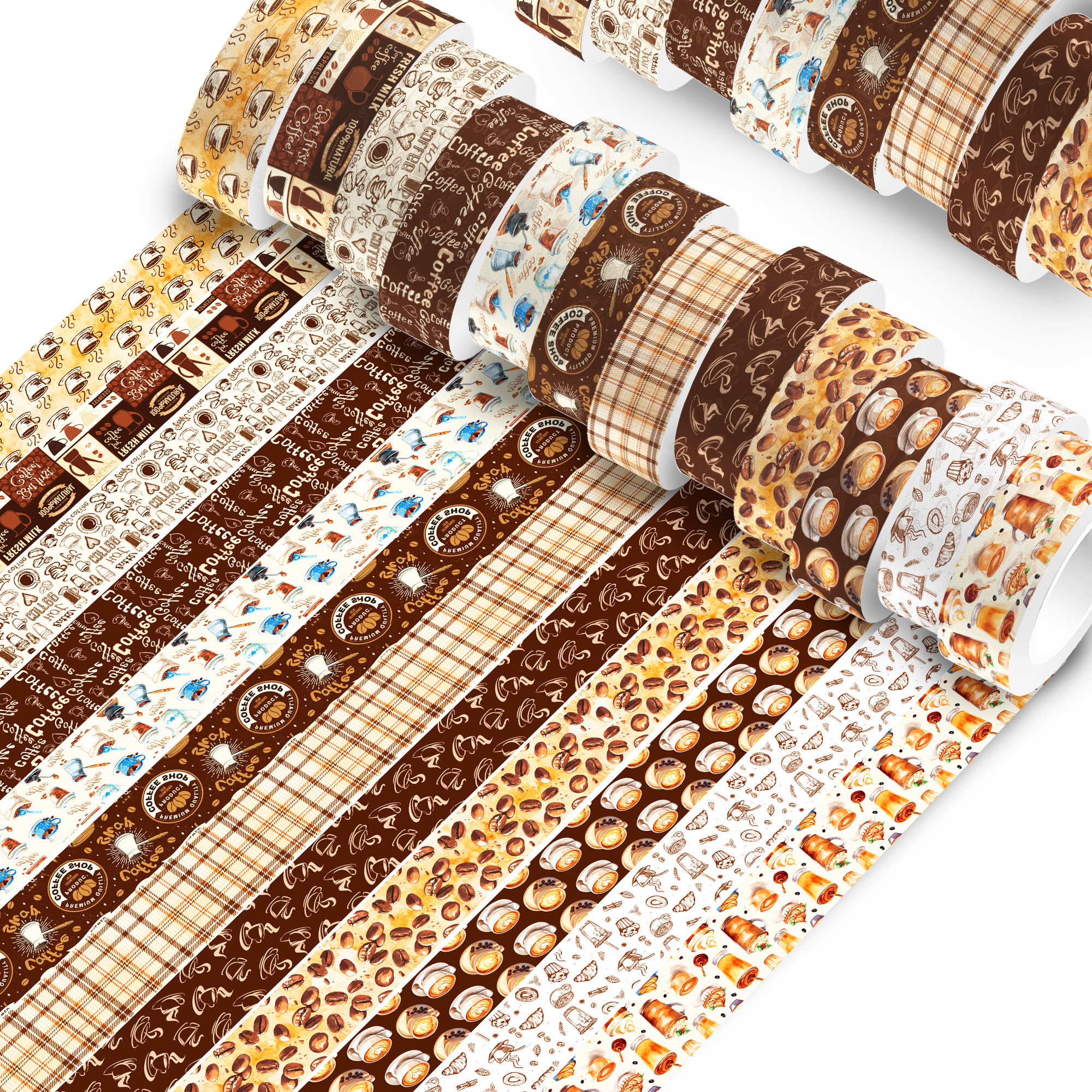 Vintage Coffee Pattern Washi T - đánh giá và giá Washi Tape Rolls
