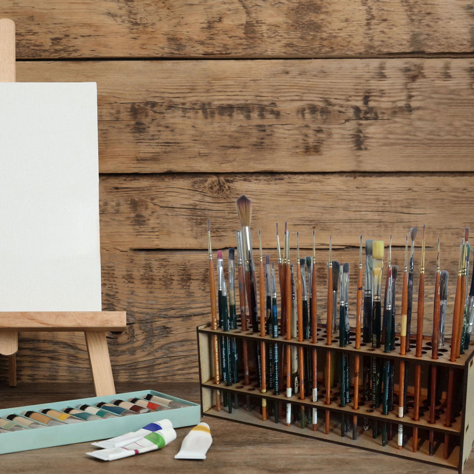 25CM Wall Wooden Brush Holder  - đánh giá và giá Art Craft Organizer
