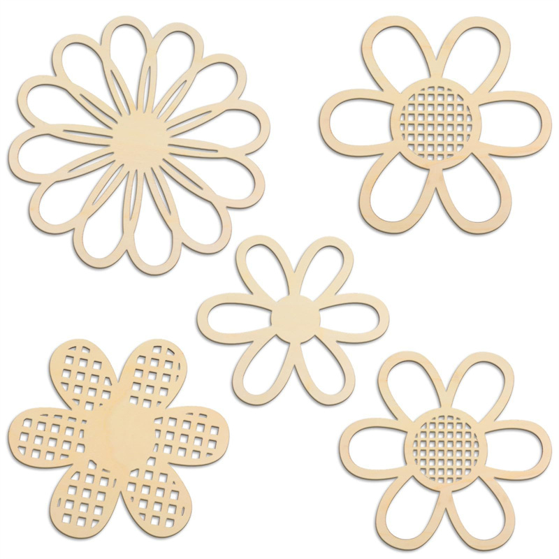 5pcs Wooden Flower Wall Decor  - đánh giá và giá Art And Craft For Nursery