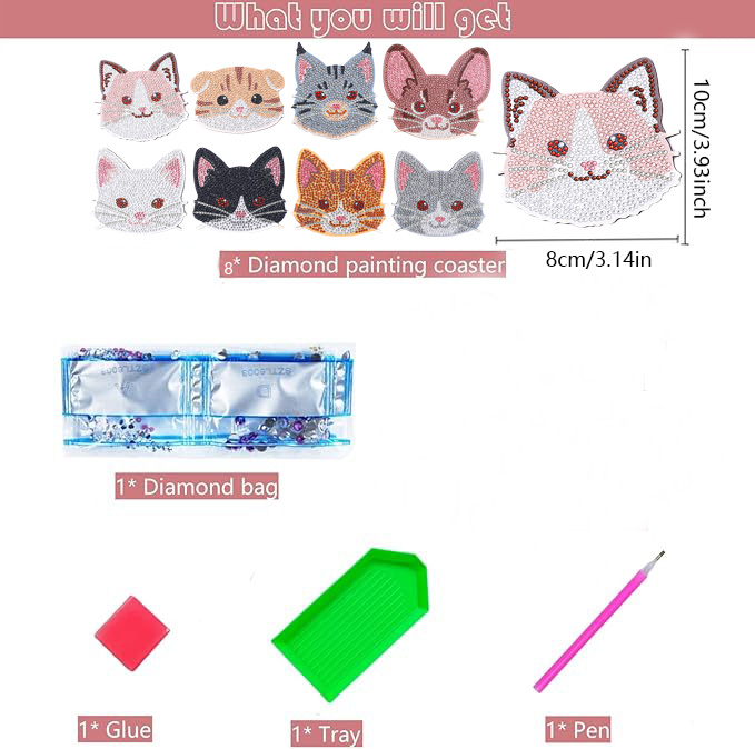 8 pieces DIY diamond painting  - đánh giá và giá Art Craft Animals