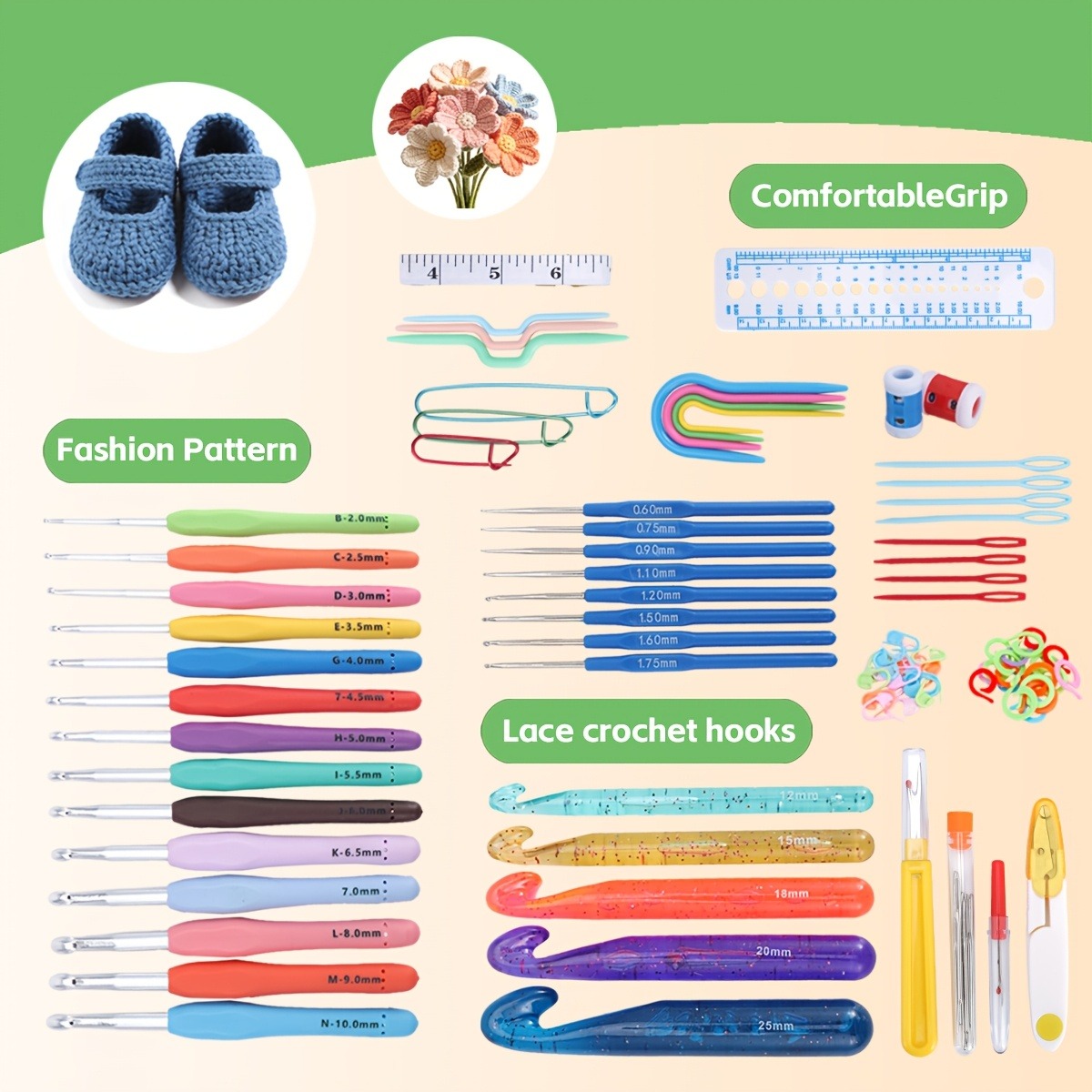 118pcs Crochet Hooks Sets, Erg - đánh giá và giá Crochet Hook Set