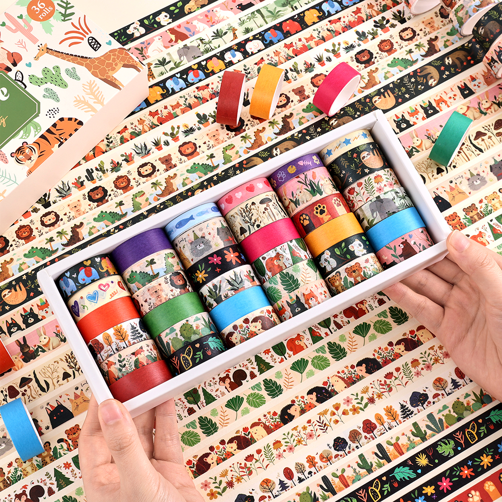 36 Rolls Vintage Animal Party  - đánh giá và giá Washi Tape Rolls