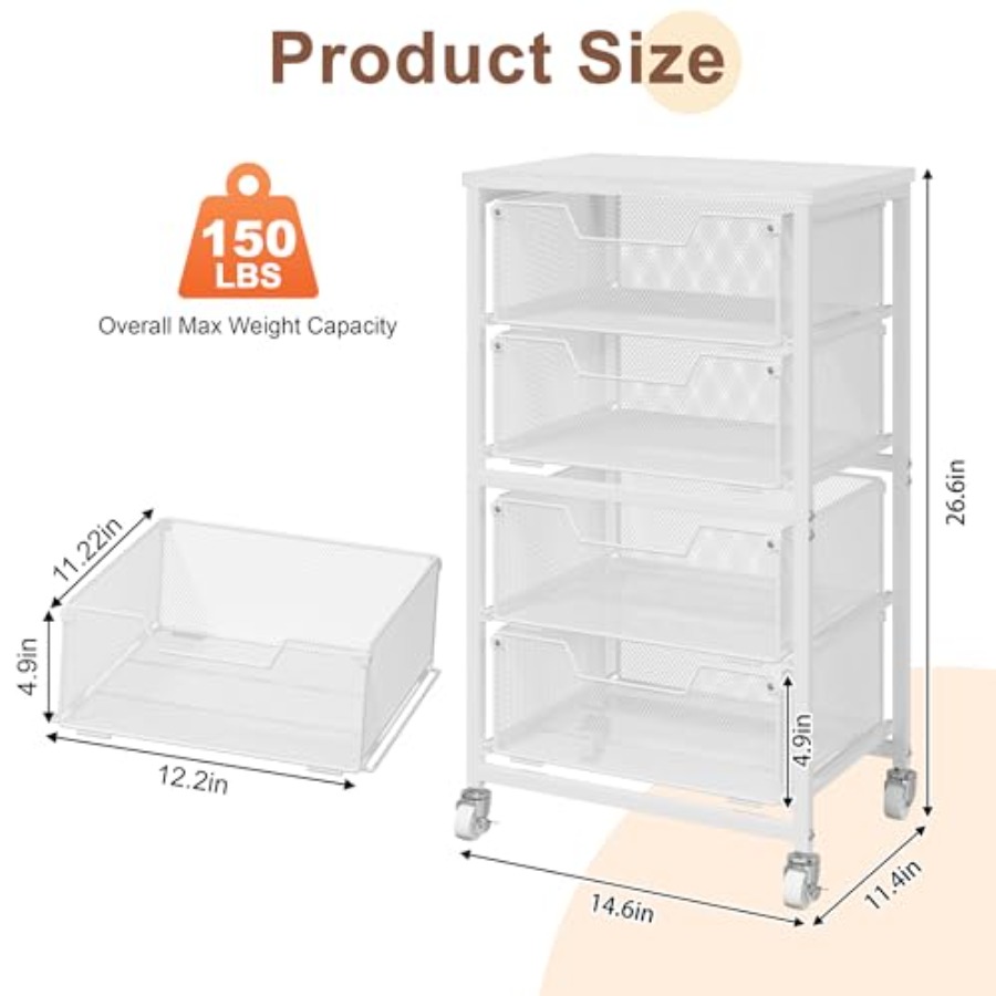 4-Drawer Rolling Storage Cart  - đánh giá và giá Art Craft Organizer