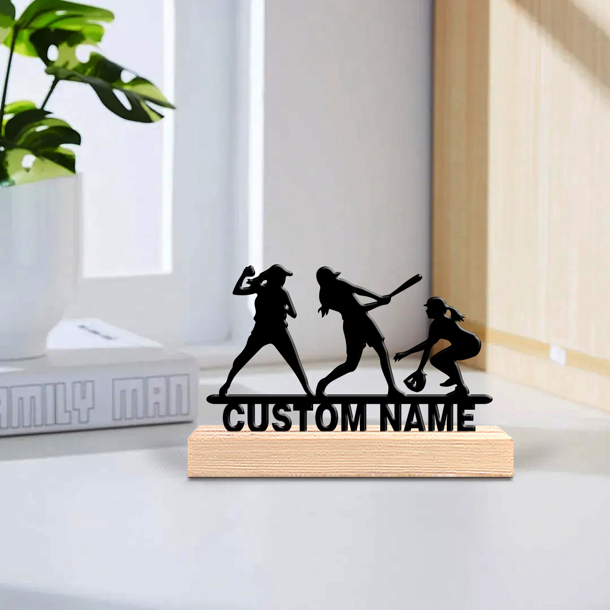 1pc Abstract baseball girl Cus - đánh giá và giá Art Craft Wood