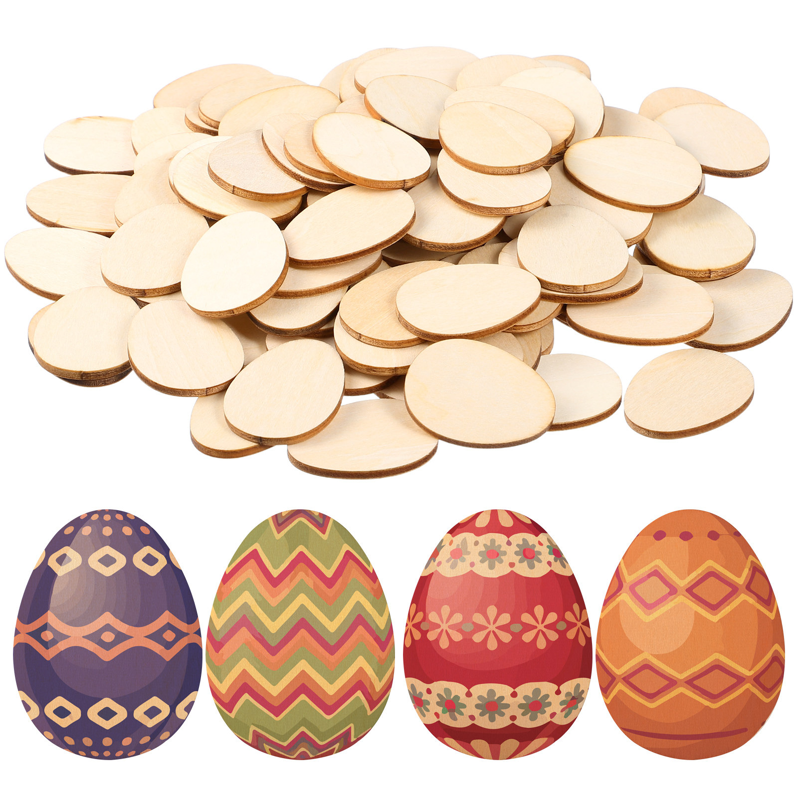 100Pcs 40Mm Egg Shape Wood DIY - đánh giá và giá Art And Craft For Nursery