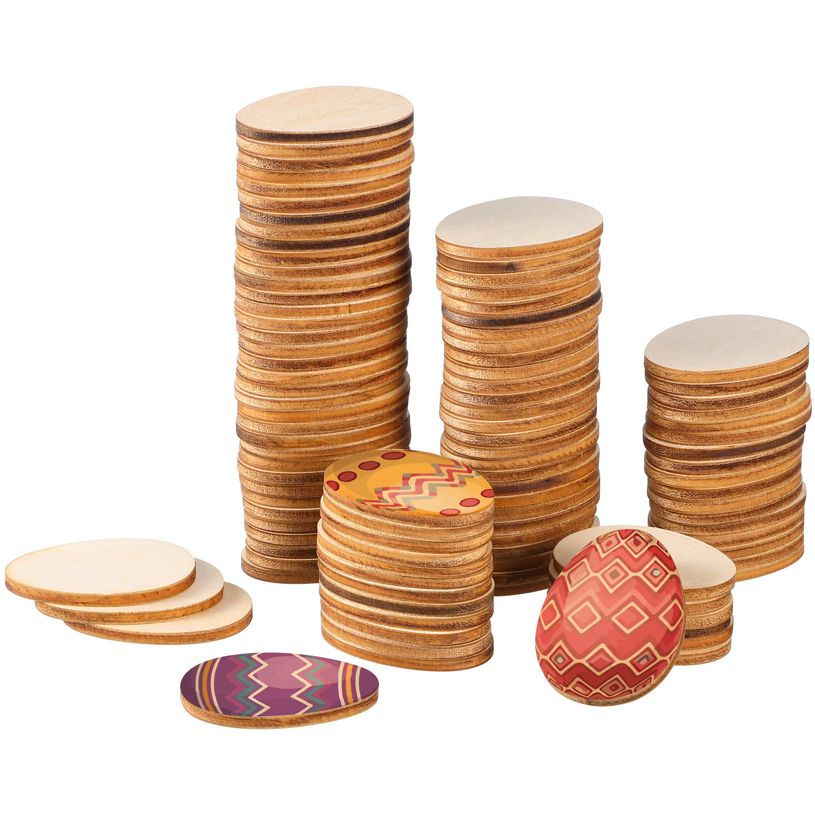 100Pcs 40Mm Egg Shape Wood DIY - đánh giá và giá Art And Craft For Nursery