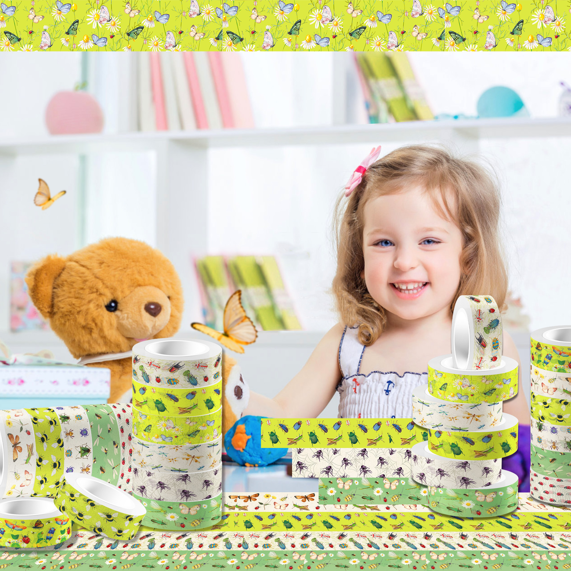 12 Rolls Cartoon Insect Bee Bu - đánh giá và giá Washi Tape Rolls