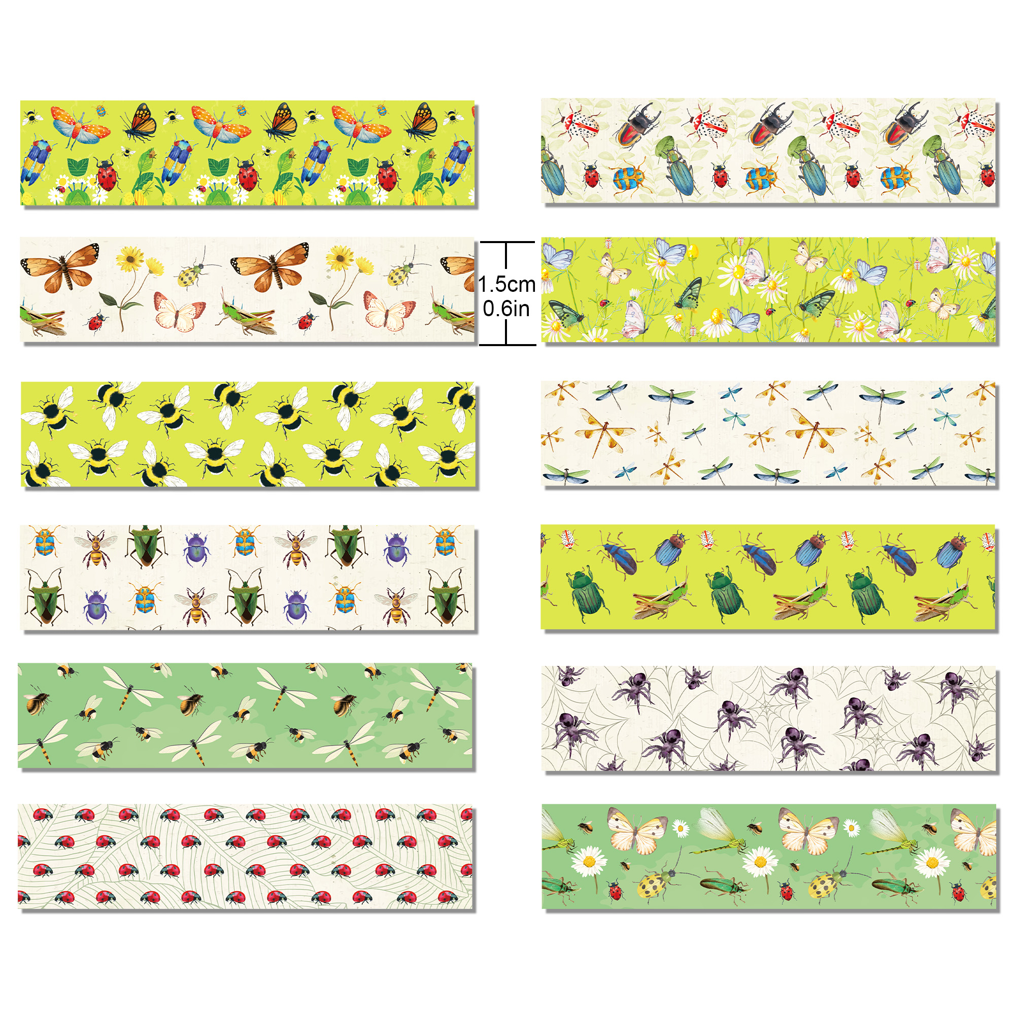 12 Rolls Cartoon Insect Bee Bu - đánh giá và giá Washi Tape Rolls